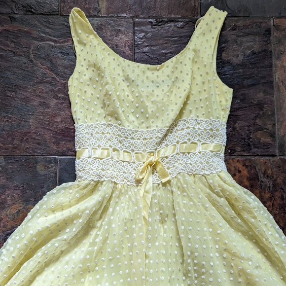 1950's 1960's SWISS DOT DRESS vintage party XS - Picture 7 of 10